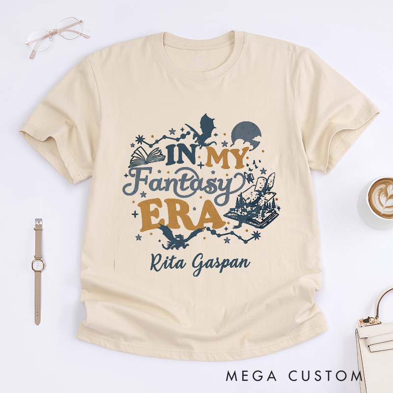 Personalized in My Fantasy Era Classic T-Shirts Book Dragon T-Shirt Fantasy Readers Book Club Book Lover Gift Bookworm Tee