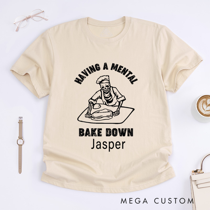 Personalized Having a Mental Bake Down Classic T-Shirts Halloween Chef Shirt Chef Skeleton Shirts Gift for Bakers Baking Tee Baker Gifts