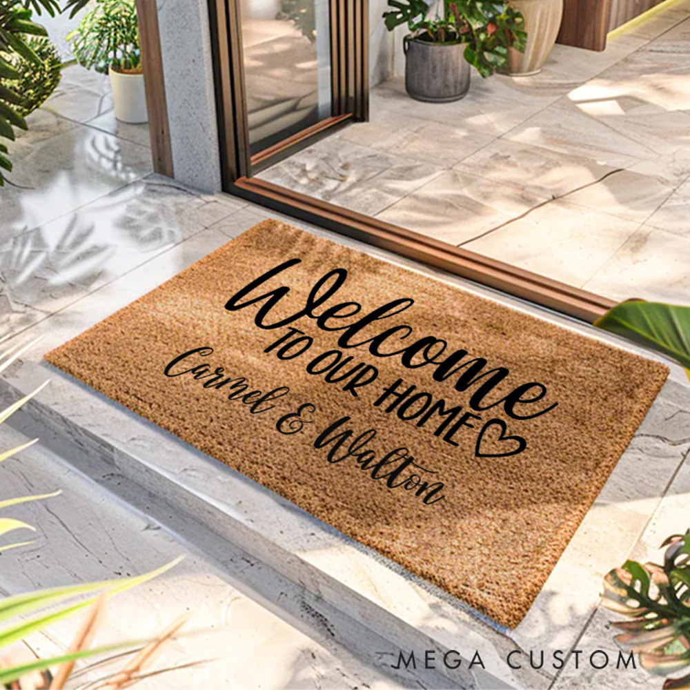 Personalized Welcome to Our Home Doormat New Home Gift Housewarming Wedding Gift for Couples Christmas Gift for Family