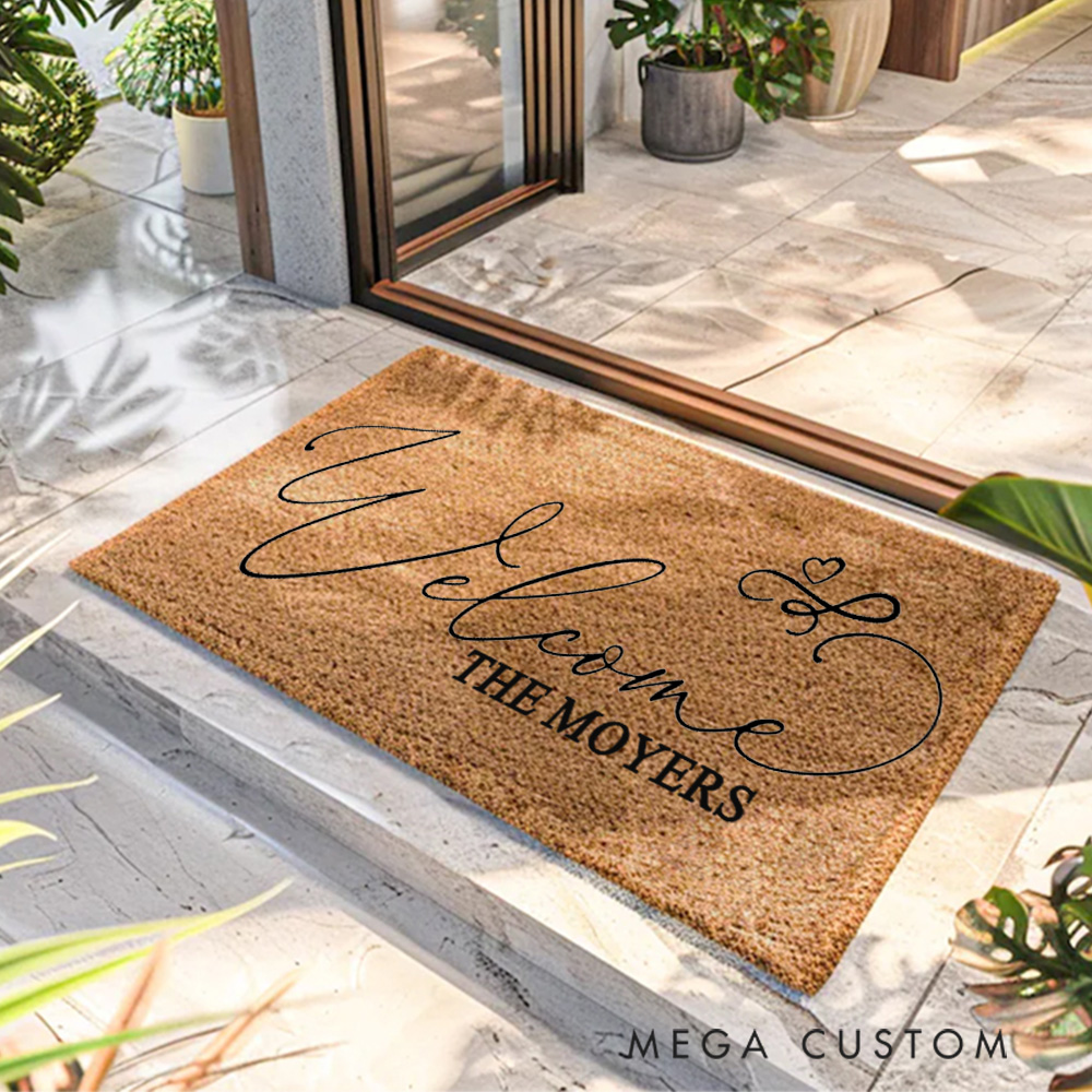 Personalized Elegant Welcome Mat Custom Door Mat With Family Name New Home Gift Housewarming Wedding Gift for Couples