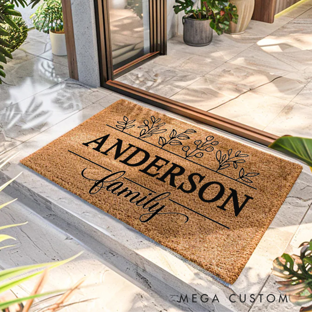 Personalized Doormat Botanical Inspired Welcome Mat Personalized Housewarming Gift for A Cozy And Stylish Home Entrance