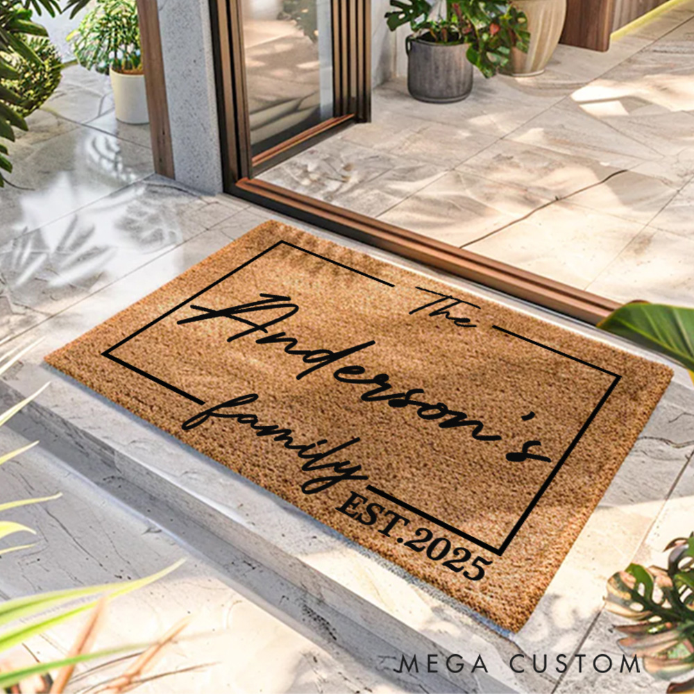 Personalized Family Name Doormat Custom Door Mat New Home Gift Housewarming Wedding Gift for Couples Christmas Gift for Family