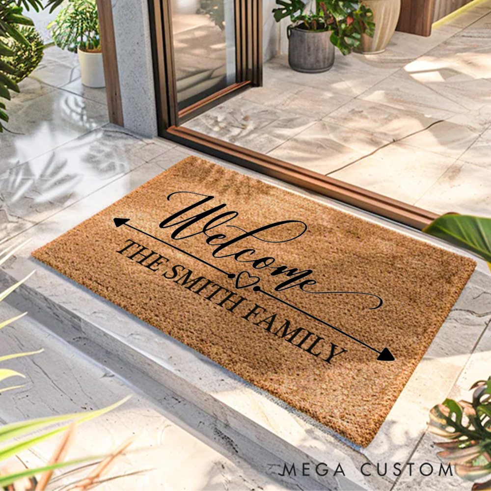 Personalized Welcome Doormat Custom Family Doormat Housewarming Gift Closing Gifts First Home Gifts Christmas Gift for Family New Home Gift