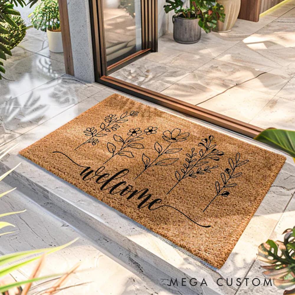 Personalized Floral Welcome Doormat A Beautiful Housewarming Gift New Home Gift Housewarming Gift Closing Gifts First Home Gifts Christmas Gift