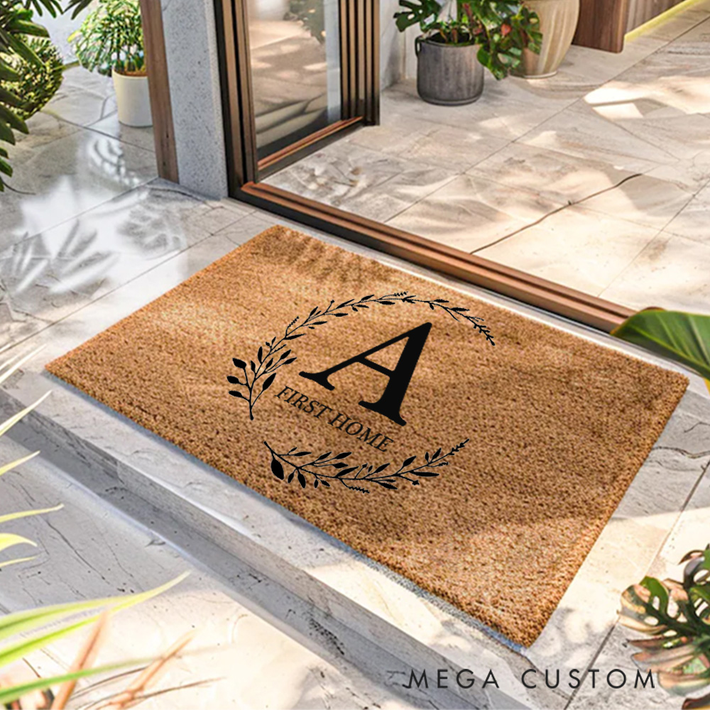 Personalized Doormat Custom Monogram Wreath Doormat New Home Gift Housewarming Wedding Gift for Couples First Home Gift Christmas Gift for Family