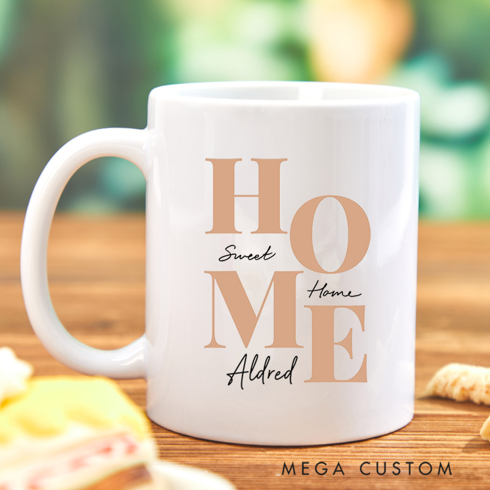 Personalized Mugs Custom Home Sweet Home Coffee Mug 15oz Ceramic White Housewarming Mug New Home Gift Homeowners Cup Newly Wed Gift for Couple 