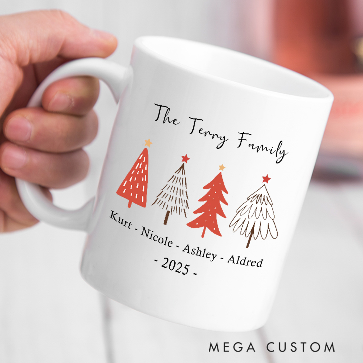 Personalized Christmas Coffee Mug Custom Holiday Coffee Mug Christmas Stocking Stuffer Christmas Decor and Tree Mug Housewarming Gifts Christmas Gift