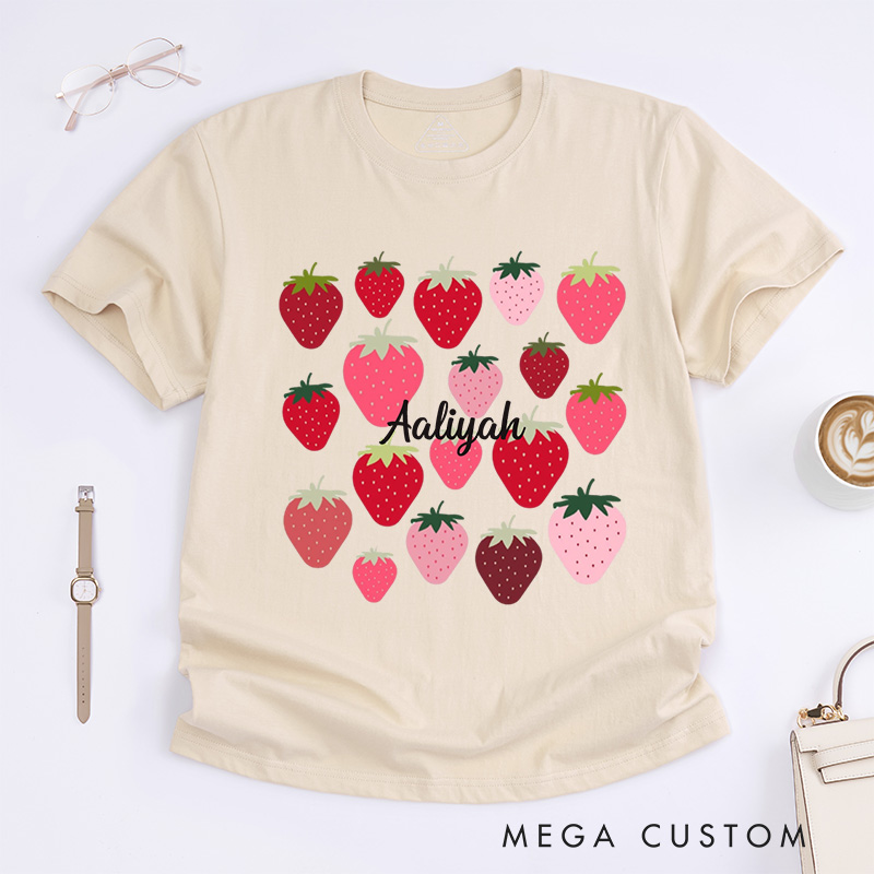Personalized Strawberries Classic T-Shirts Aesthetic Shirt Strawberry Birthday Shirt Fruit Shirt Strawberry Shirt Plant Shirt Gardening Shirt Plant Lover
