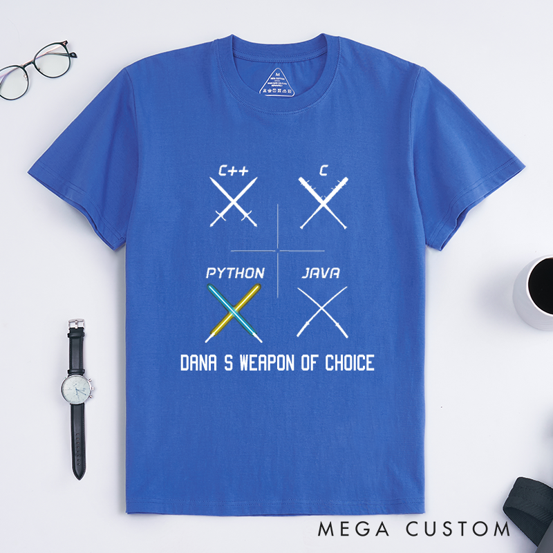 Personalized Select Your Weapon T-Shirt Developers and Technology Enthusiasts Shirt Gift Geek Nerd Programmer