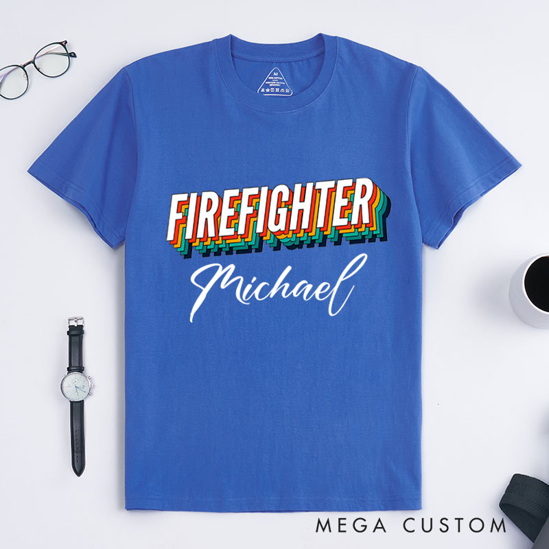 Personalized Firefighter T-Shirts Vibrant Firefighter Fashion Design T-Shirts