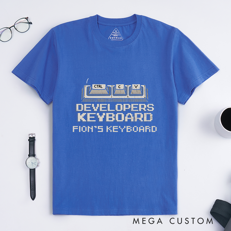 Personalized Developer's Keyboard T-Shirt Ctrl+C Ctrl+V Shirt Programmers Technology Enthusiasts Shirt Gift for Geek Nerd