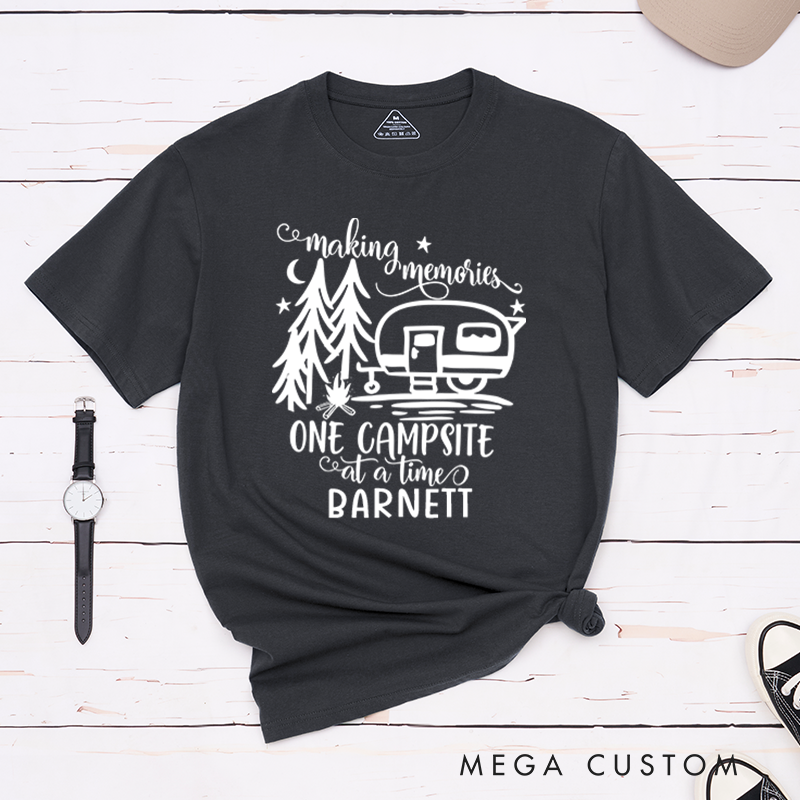 Personalized Making Memories One Campsite At a time T-Shirt Camping Adventure Shirt Gift for Hiking Outdoors Lover