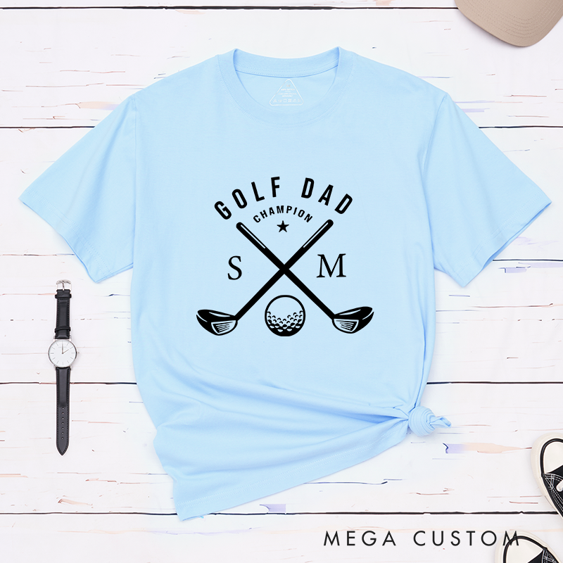 Personalized Golf Dad T-Shirt with Custom Name Unique Gift for Golf Loving Fathers Comfortable Custom Printed Shirt for Men