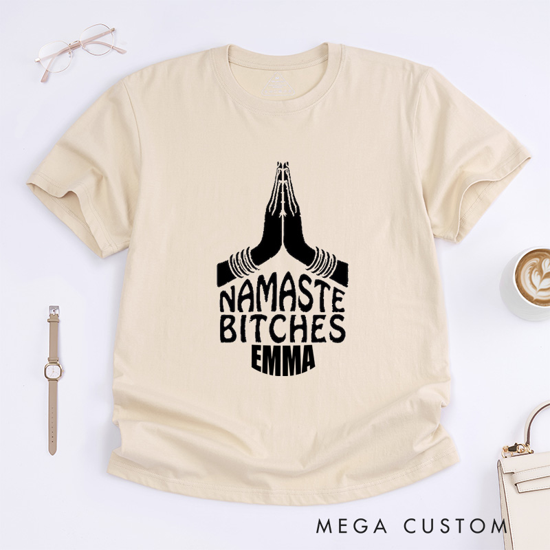 Personalized Funny Namaste Yoga Yogi T-Shirt Positive Meditation Yoga Lover Workout Fitness Shirt Yoga Outfit Class Instructor Tee