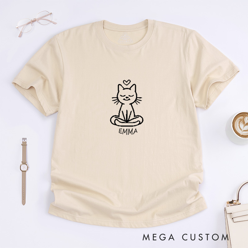 Personalized Cat Yoga T-Shirt Cut Cat T-Shirt Gift for Yoga Lover Cat Lover T-Shirt Yoga Teacher T-Shirt