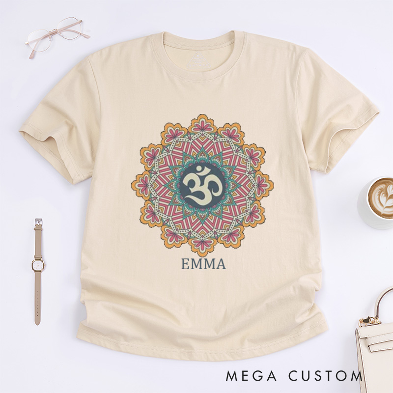 Personalized Om Yantra Mandala T-Shirt Yoga Meditation Spiritual T-shirt Ohm Aum Sacred Geometry Hindu Buddhist Clothing