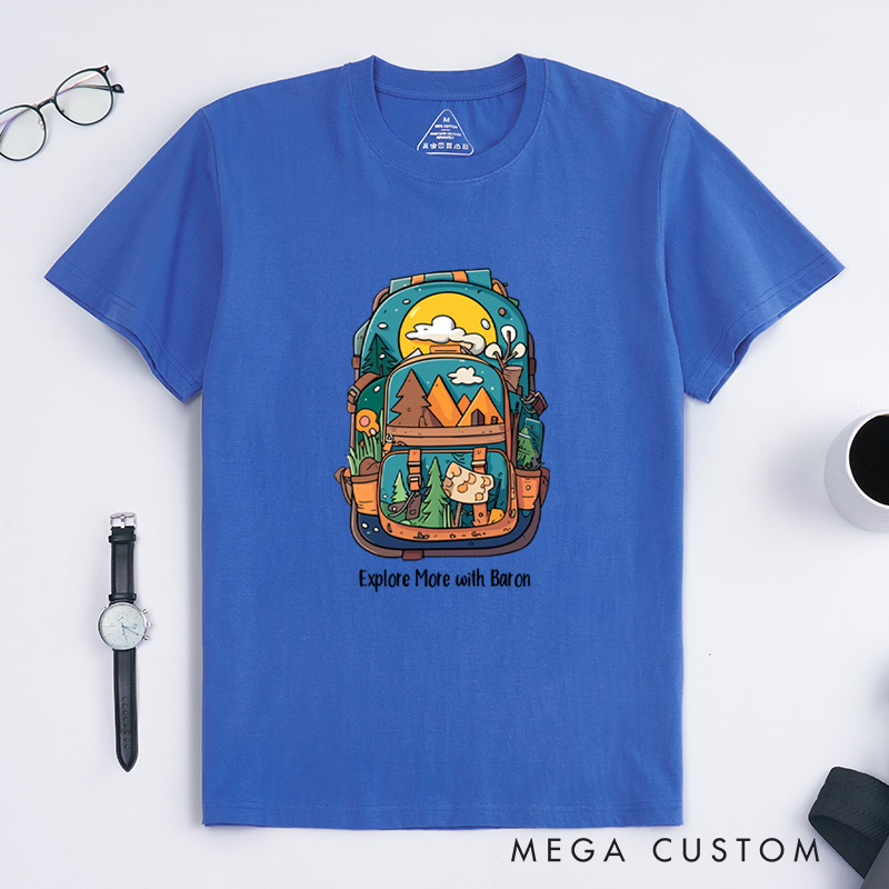 Personalized Travel Backpack T-Shirt Camping Hiking Adventure T-Shirt for Nature Traveling Outdoors Lover Gift