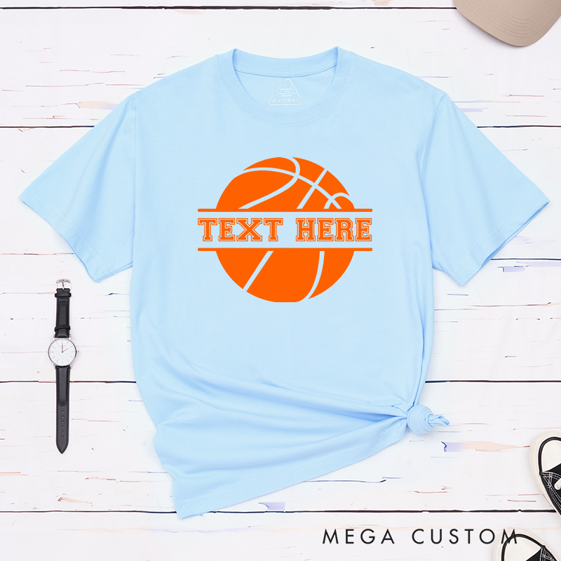 Personalized Basketball T-Shirt with Customizable Text Bold Basketball Graphic Design and Comfortable Fit Perfect for Fans Players and Team Spirit