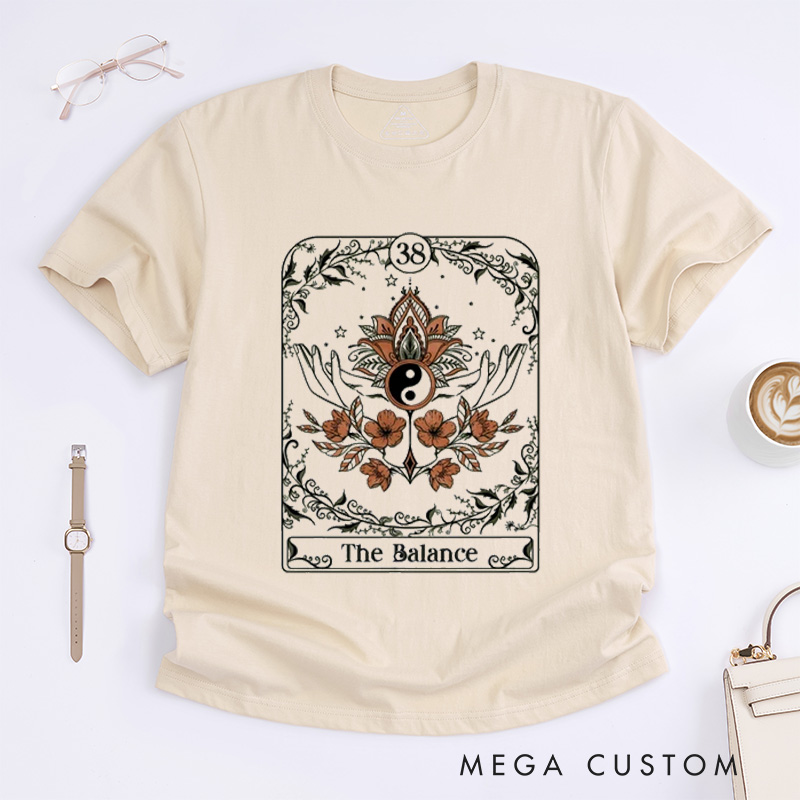 Personalized The Balance Custom Tarot Card Classic T-Shirt Retro T-Shirt Mystical Witch Meliora Tarot T-Shirt Ying Yang Yoga Tee