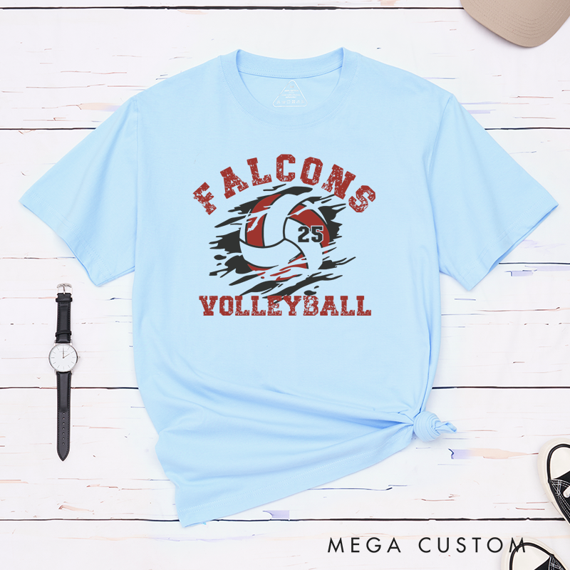 Personalized Volleyball T-Shirts Featuring Your Team Name and Number - Custom Team Spirit Tee
