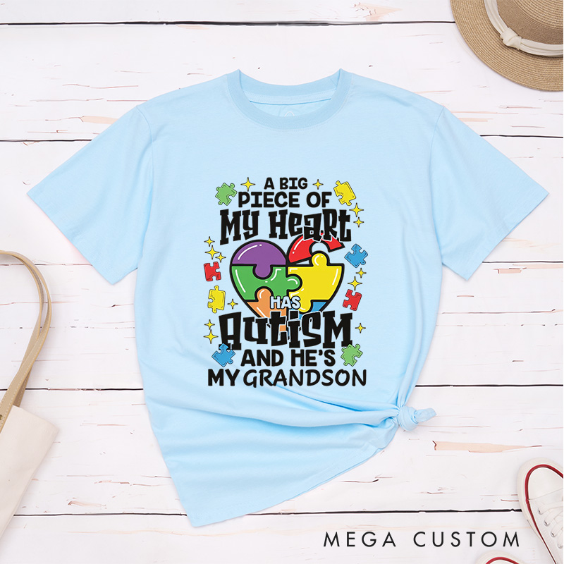 Personalized A Big Piece Of My Heart T-Shirt Autism Awareness Gift