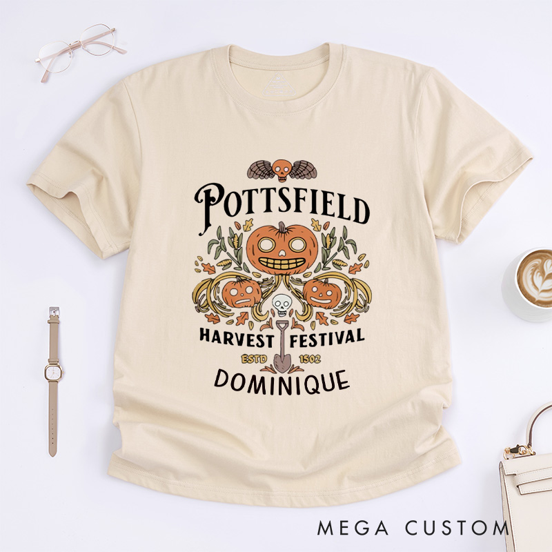 Personalized Pottsfield Harvest Festival Classic T-Shirts Autumn Harvest Shirt Vegetables Fall T-shirt Skeleton Festival Tee Gardening Lover Gift