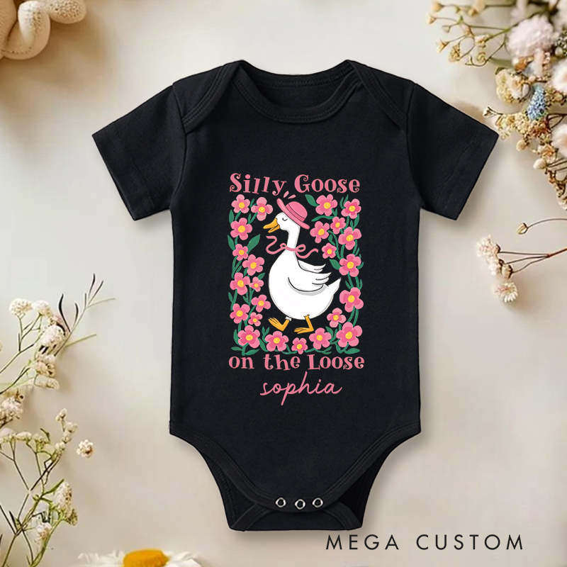 Personalized Silly Goose On The Loose Baby Bodysuit Goose Lover Gift