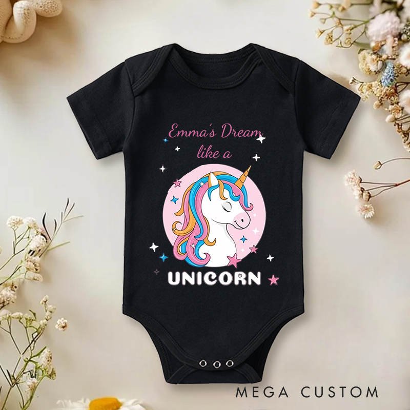 Personalized Dream Like Unicorn Baby Onesie Gift For Baby