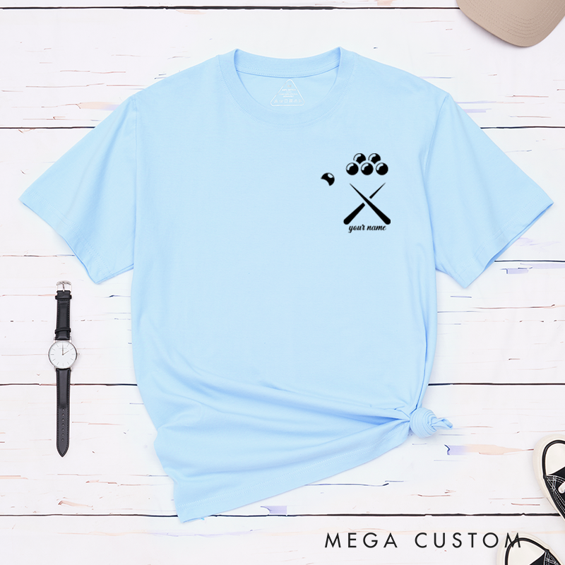 Personalized Billiards, Pool, and Snooker T-Shirts Featuring a Unique Design with Your Name