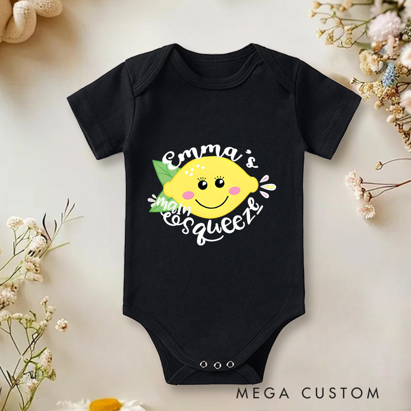 Personalized Funny Lemon Who's main Squeeze Baby Onesie Newborn Gift