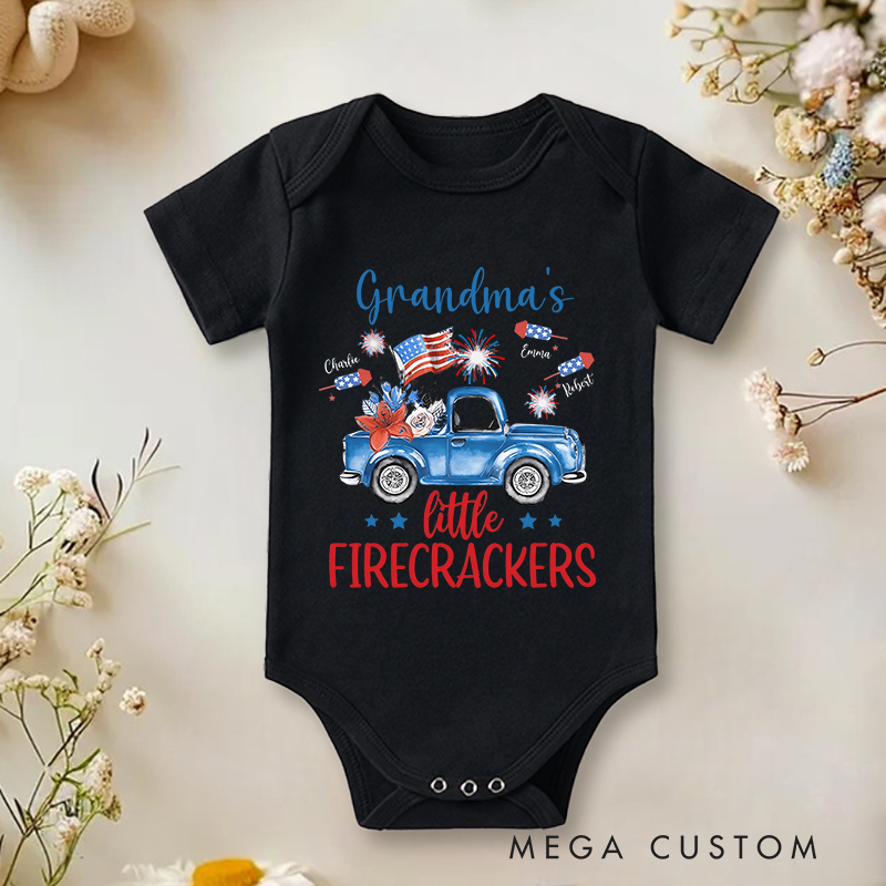 Personalized Patriotic 4th Of July Grandma Grandkid Name Baby Onesie Patriotic Gift for Grandma