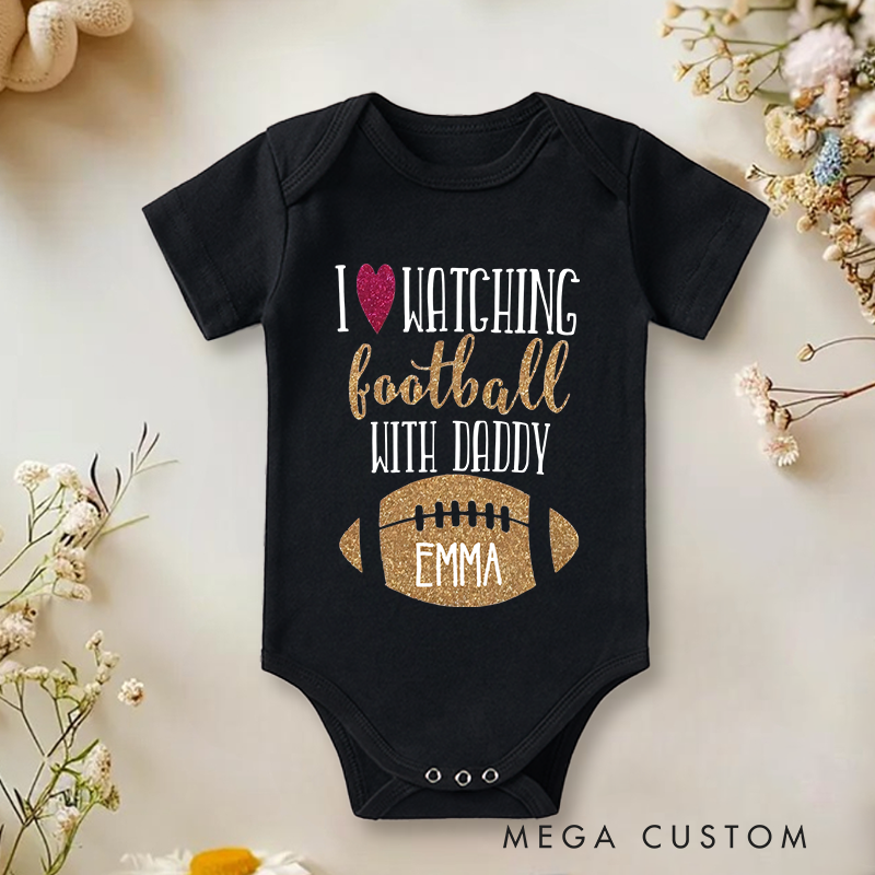 Personalized I Love Watching Football with Daddy Baby Onesie Father's Day Gifts