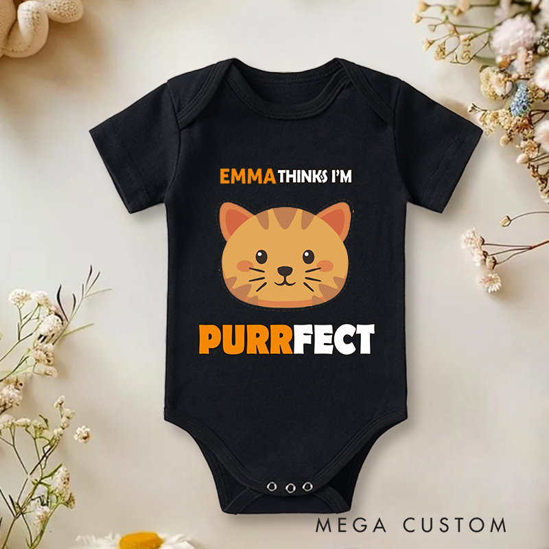 Personalized My Cat Thinks I'm Purrfect Baby Onesie Pet Lover Gift