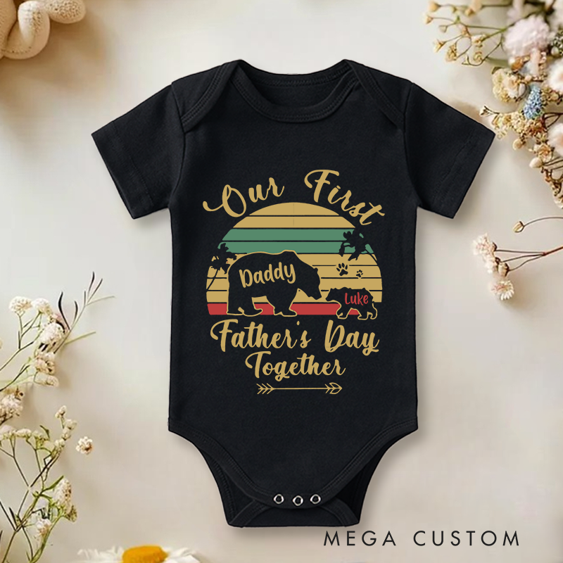 Personalized Our 1st Fathers Day Together Baby Onesie Dad Gift For Baby