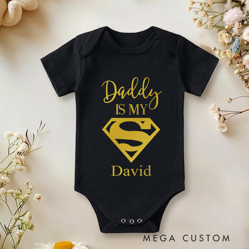 Personalized Daddy Is My Hero Funny Print Baby Onesie Father's Day Gifts