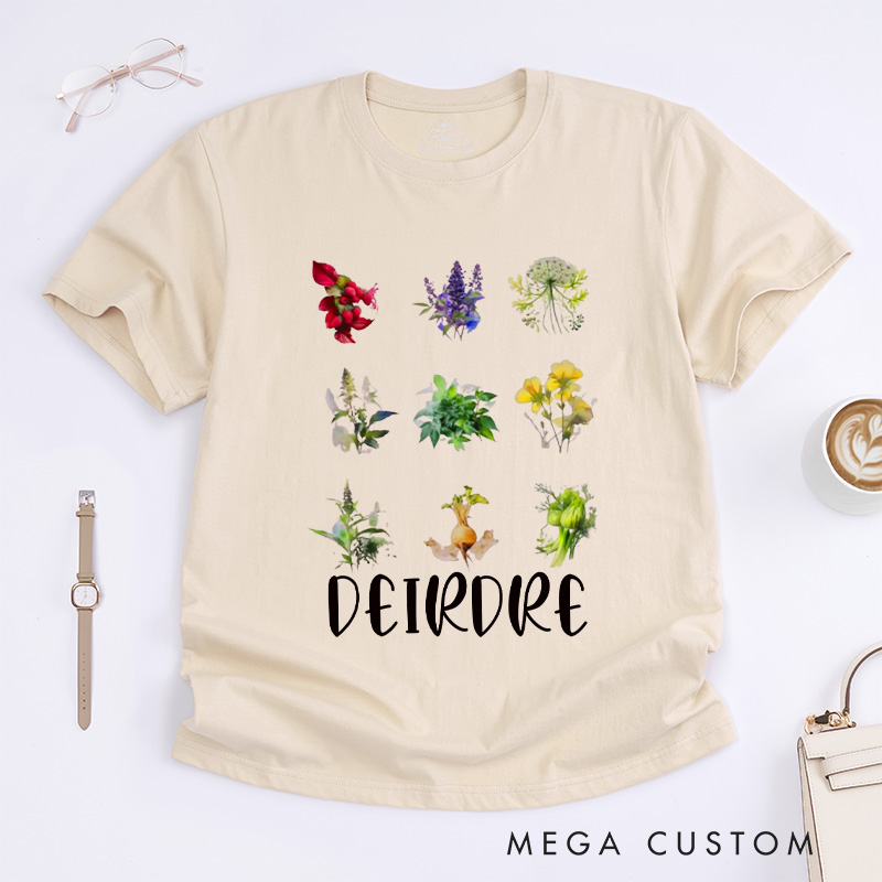 Personalized Women's Reproductive Health Herbs Classic T-Shirts Plant Lover Tee Shirt Gardening Shirt for Gardener Gift Gardening Lover Gift