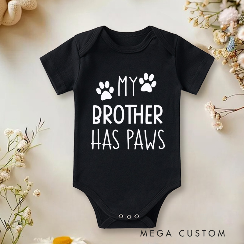 Personalized My Sister or Brother Has Paws Pet Lover Baby Onesie