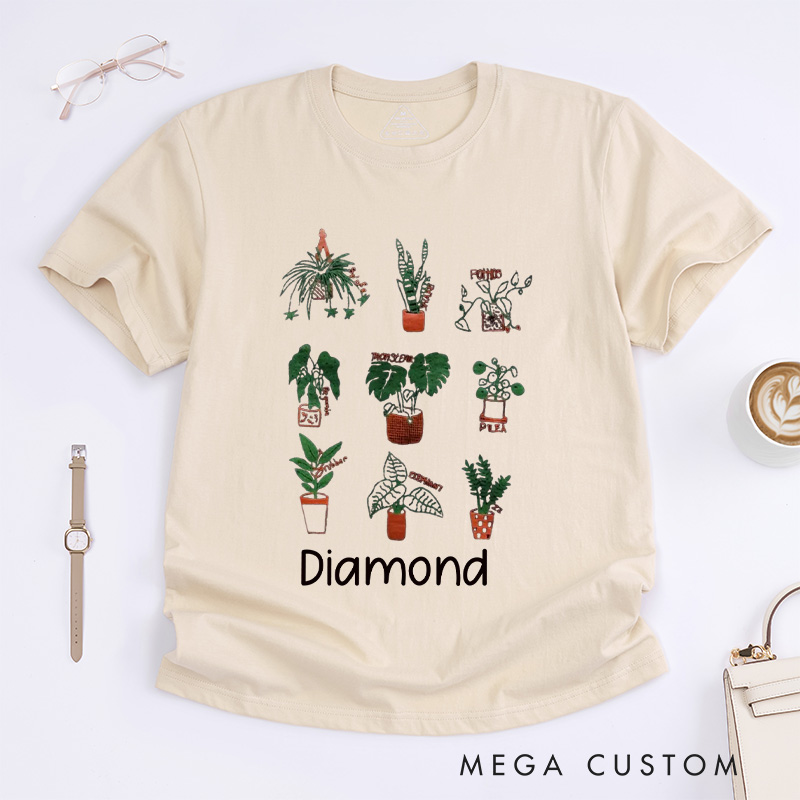 Personalized Plant Classic T-Shirts Plant Screen Printed T Shirt Plant Lover Shirt Gardening Lover Shirt for Gardener Gift Plant Lover Gift