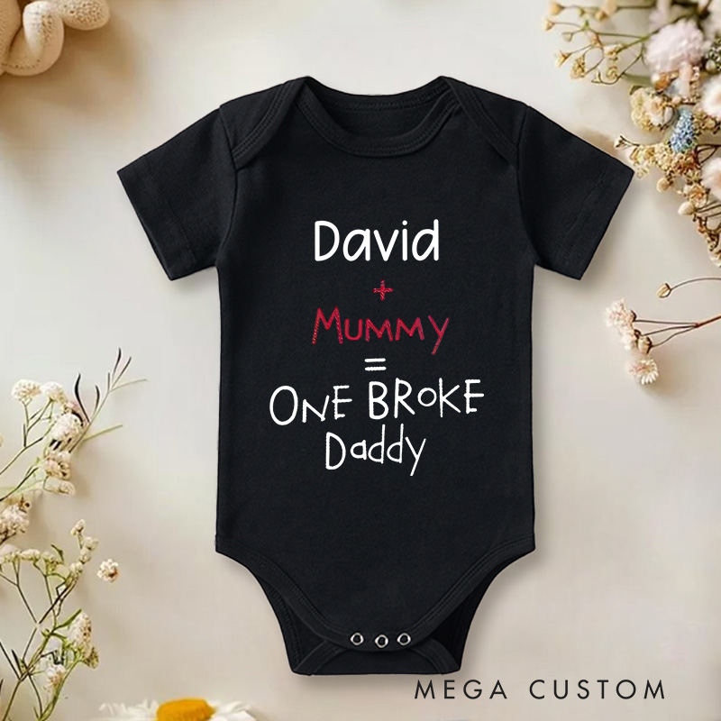 Personalized Kind Und Mummy Is One Broke Daddy Baby Onesie