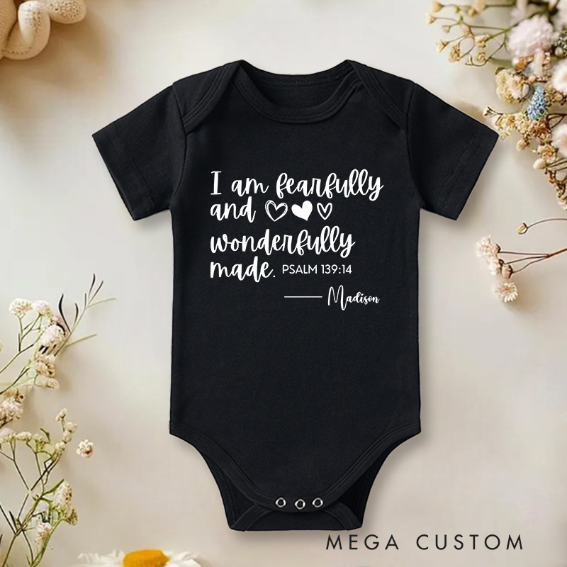 Personalized Baby Onesie Fearfully And Wonderfully Made Baby Onesie