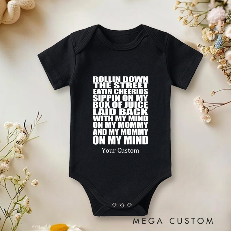 Personalized Rollin Down the Street Eatin Cheerios Fun and Playful Design for Parents and Kids with Humor Baby Onesie