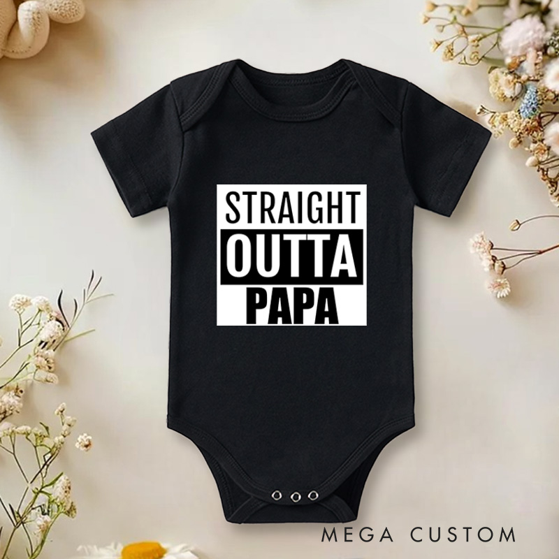 Personalized Straight Outta Mama Papa Celebrating Newborns Baby Onesie