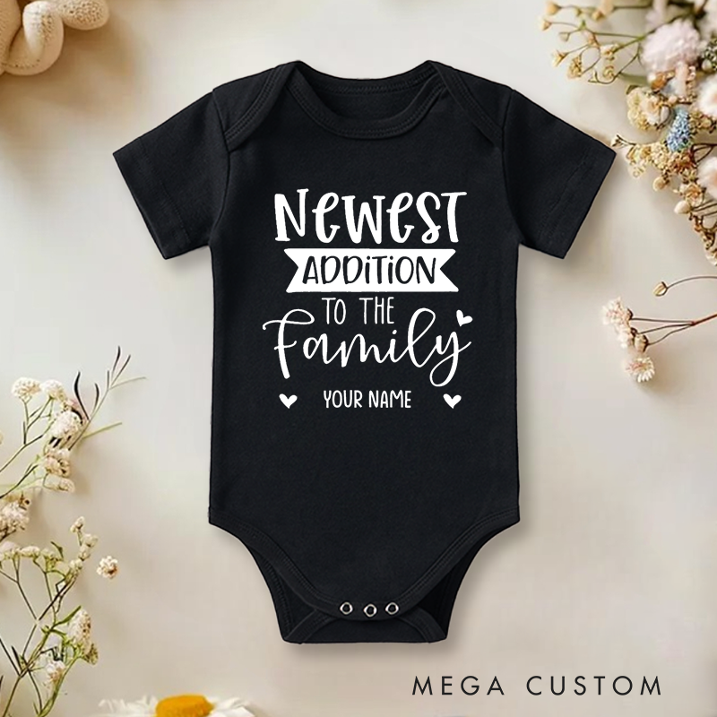 Personalized Newest Addition to the Family Celebrating the Arrival of a Precious New Family Member Baby Onesie