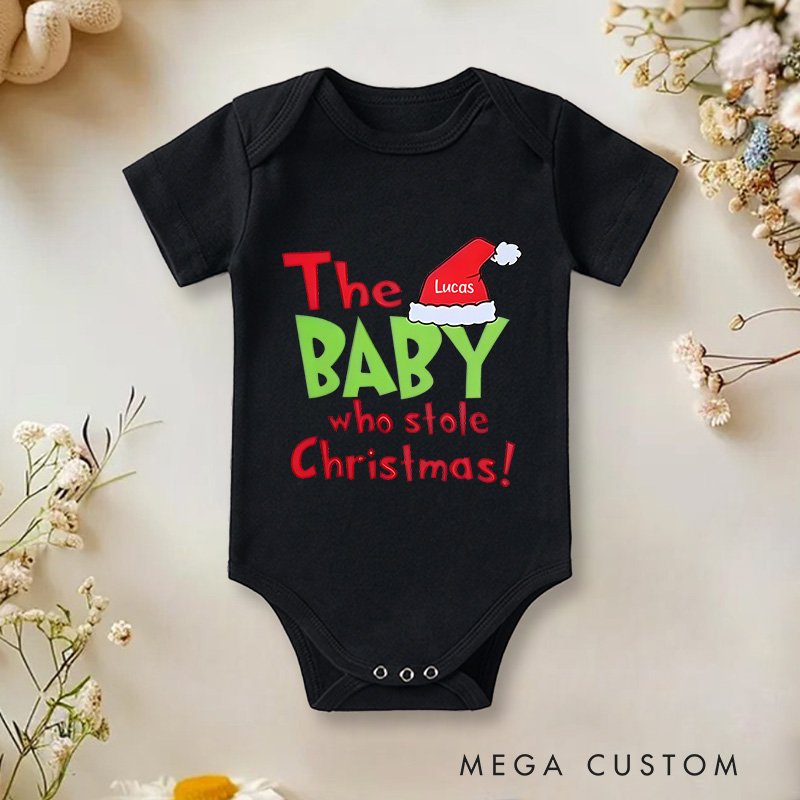 Personalized The Baby Who Stole Christmas Perfect for Celebrating Baby's First Christmas Baby Onesie
