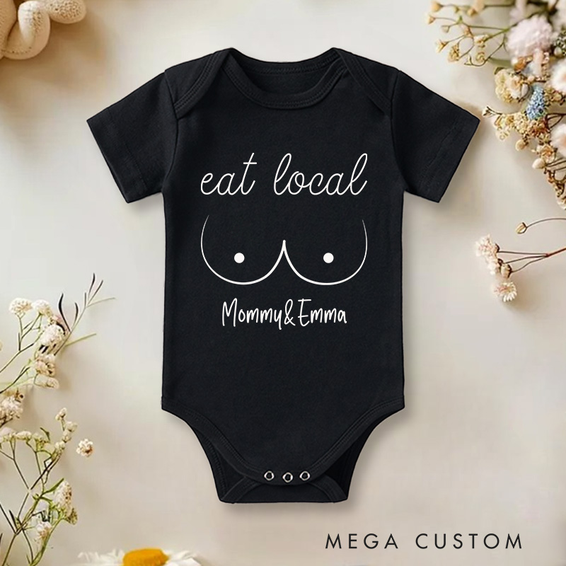Personalized Funny Eat Local Breastfeeding Baby Onesie Gift for Baby