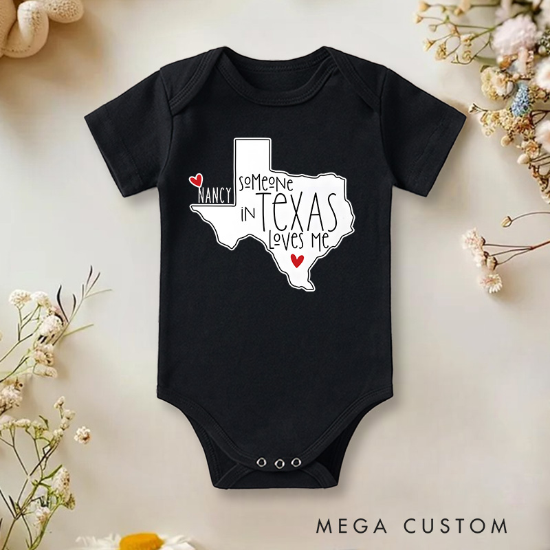 Personalized Someone in Texas Loves Me Baby Onesie Funny Baby Gift
