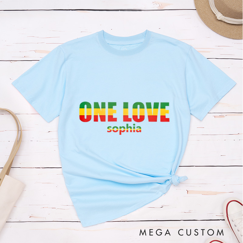 Personalized One Love Rasta T-shirt Mental Health Awareness Motivational Gift