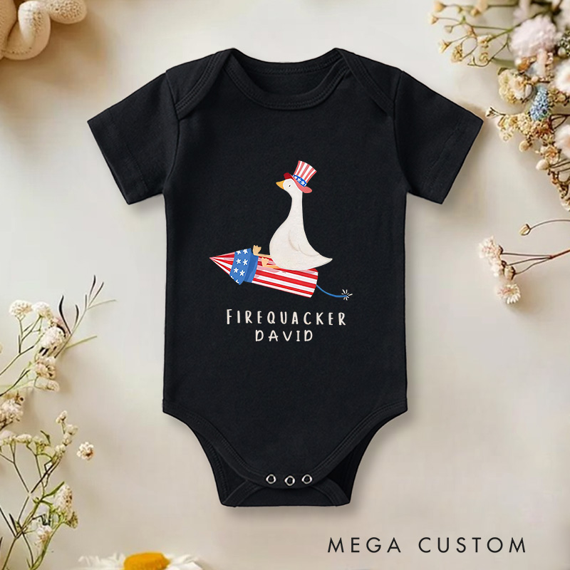 Personalized Funny Fourth Of July USA Goose Baby Onesie Independence Day Baby Gift
