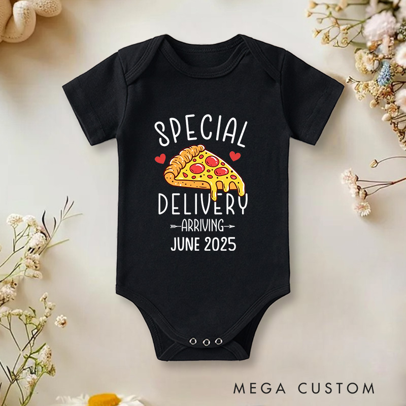 Personalized Special Delivery Pizza Baby Onesie Baby Shower Gift Birthday Gift for Baby