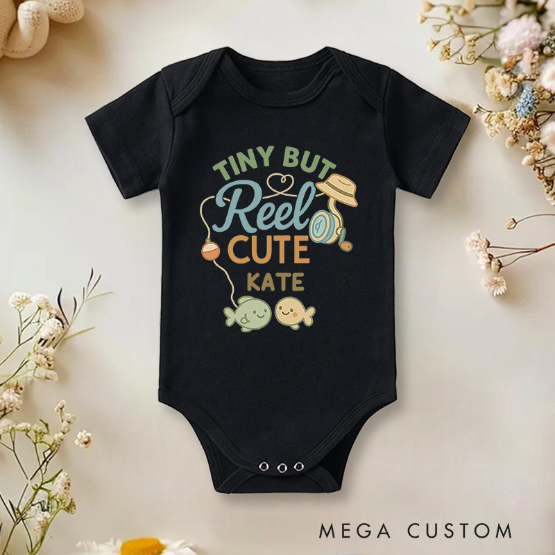 Personalized Tiny But Reel Cute Baby Onesie Fishing Baby Gift New Baby Girl Boy Gift